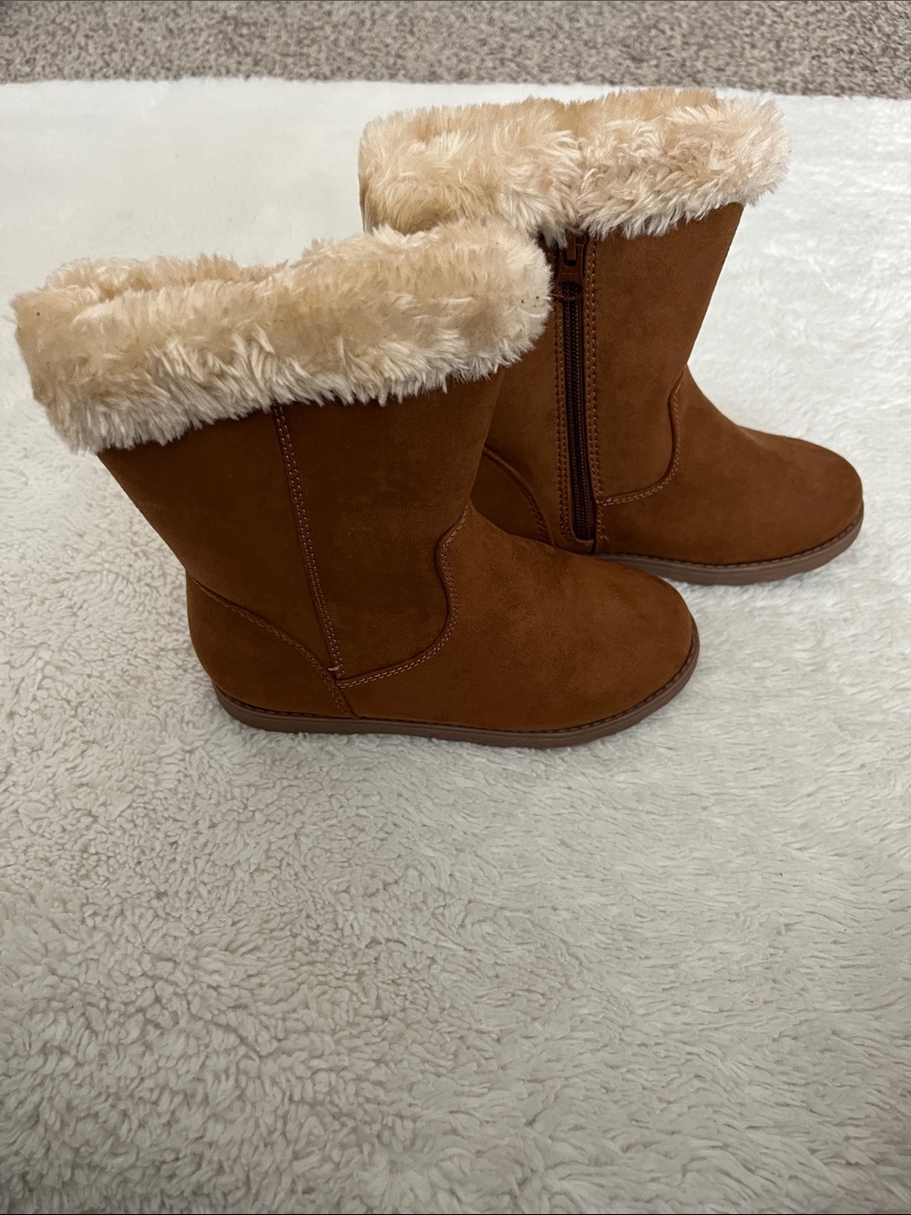 Cat & Jack Girls Brown Faux-Fur Trim Winter Boots